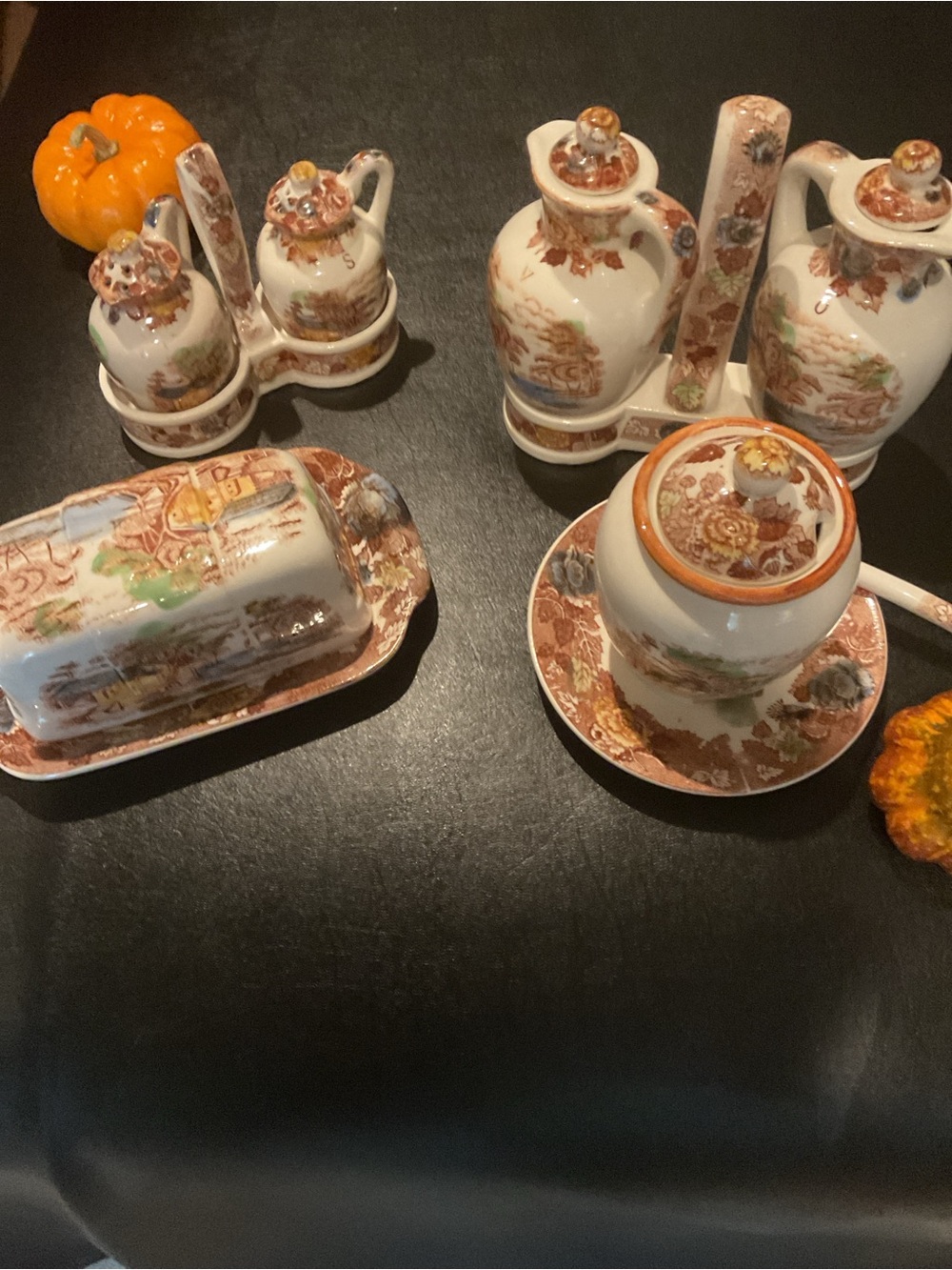 NASCO Japan vintage  mountain woodland condiment  &  serve ware.